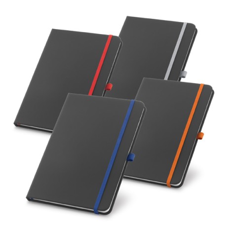 Caderno Capa Couro Sintético Com Elástico Colorido