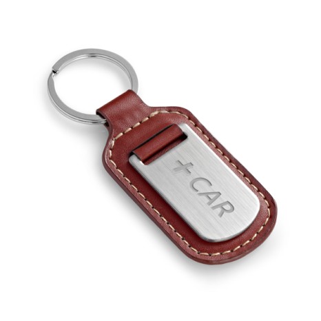 Chaveiro de Couro Com Placa de Metal