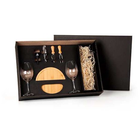 Kit Queijo e Vinho 7 Peças com Logo para Brindes