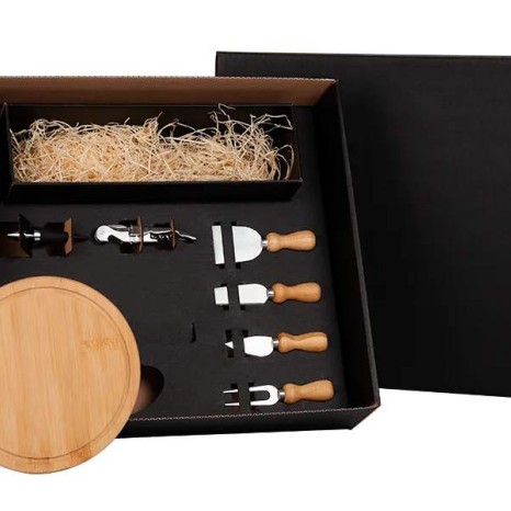 Kit Queijo e Vinho 7 Peças com Logo 