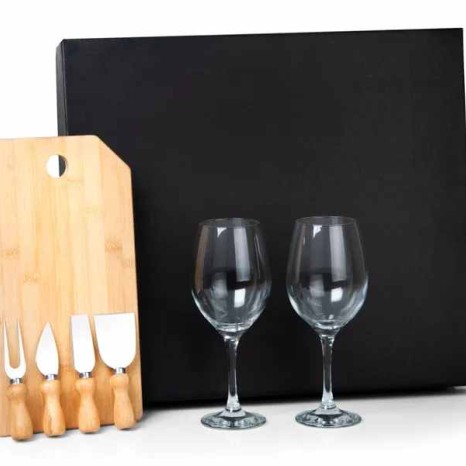 Kit Queijo e Vinho 7 Peças para Brindes 