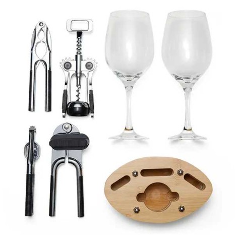 Kit Queijo, Taça, Tábua E Utensílios 6 Peças com Logo 