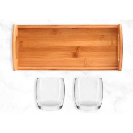 Kit Whisky com Bandeja e Copos Personalizado 